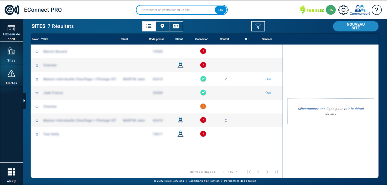 interface EConnect PRO accueil